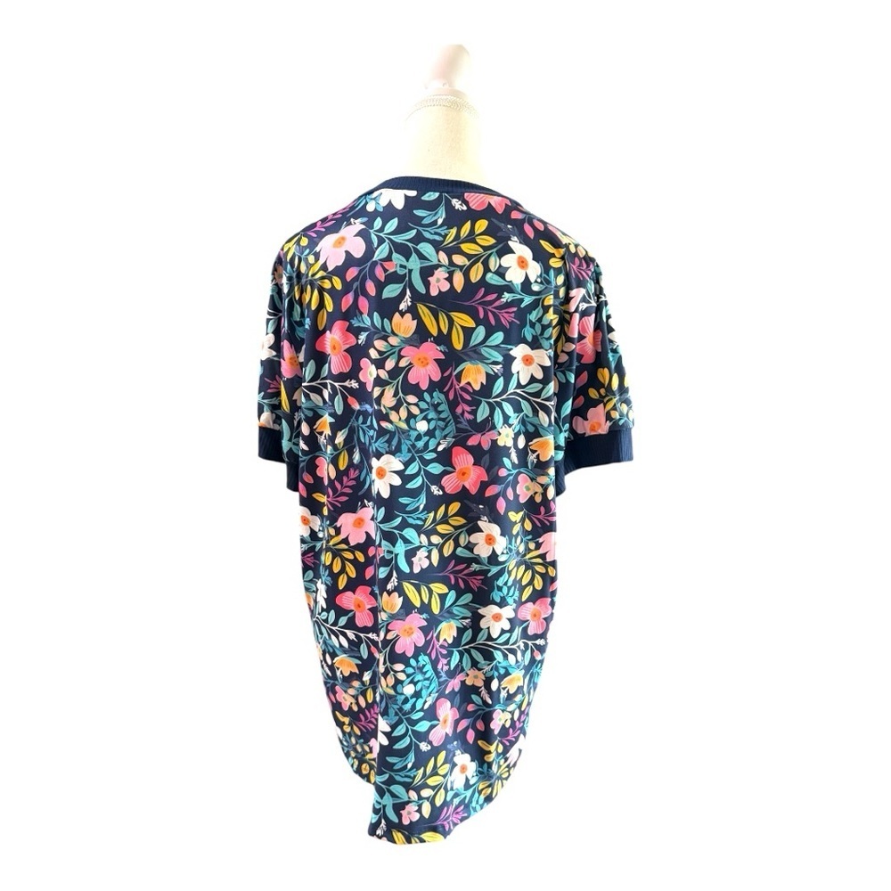 Sunshine & Rodeos Navy Floral Print Top - Size L - Picture 3 of 6